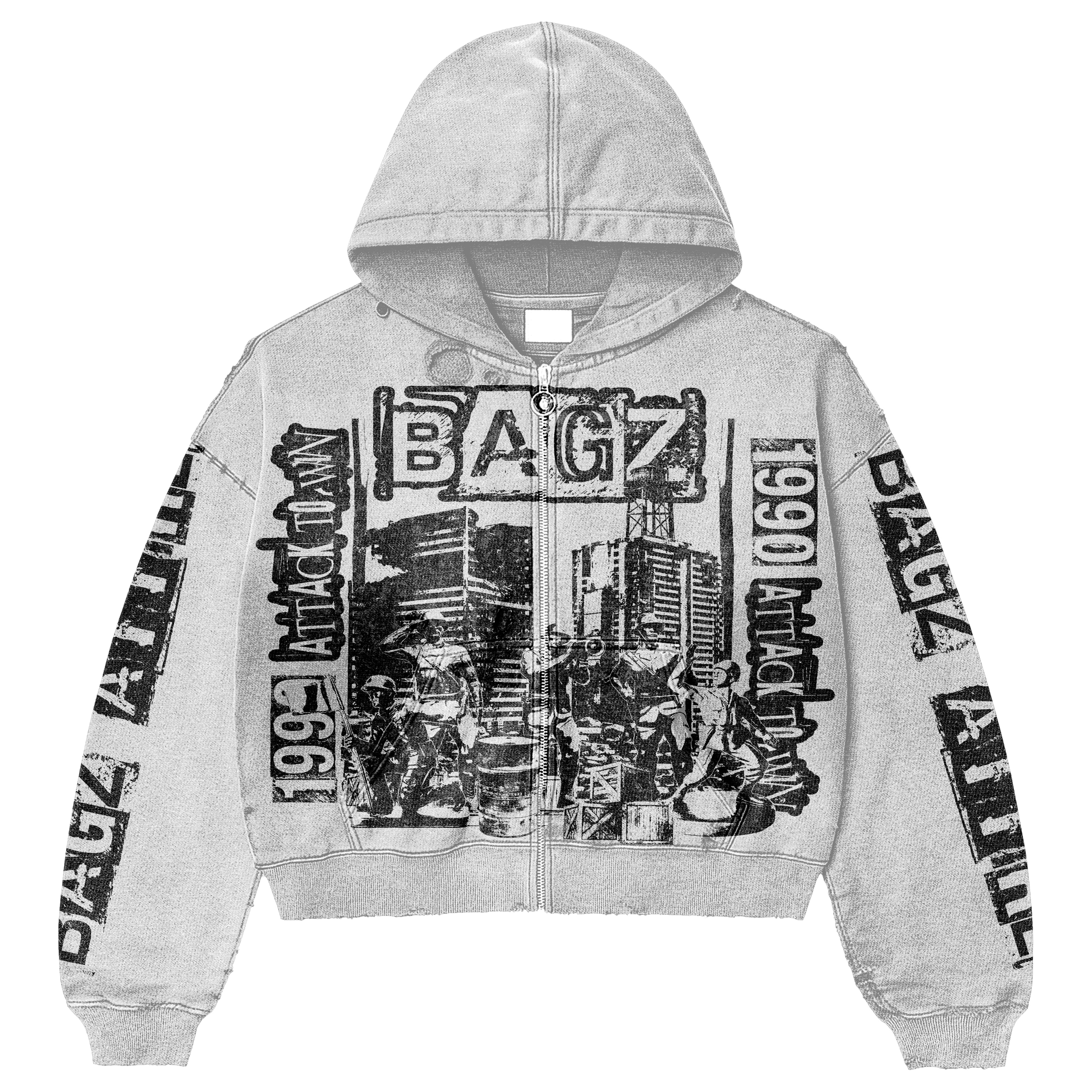 BagzAttire “Attack To Win” Acid Wash Zipups